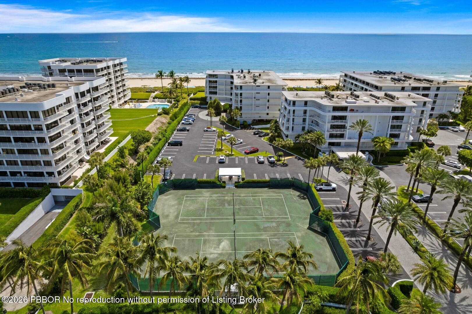 Aerial view of tennis courts
