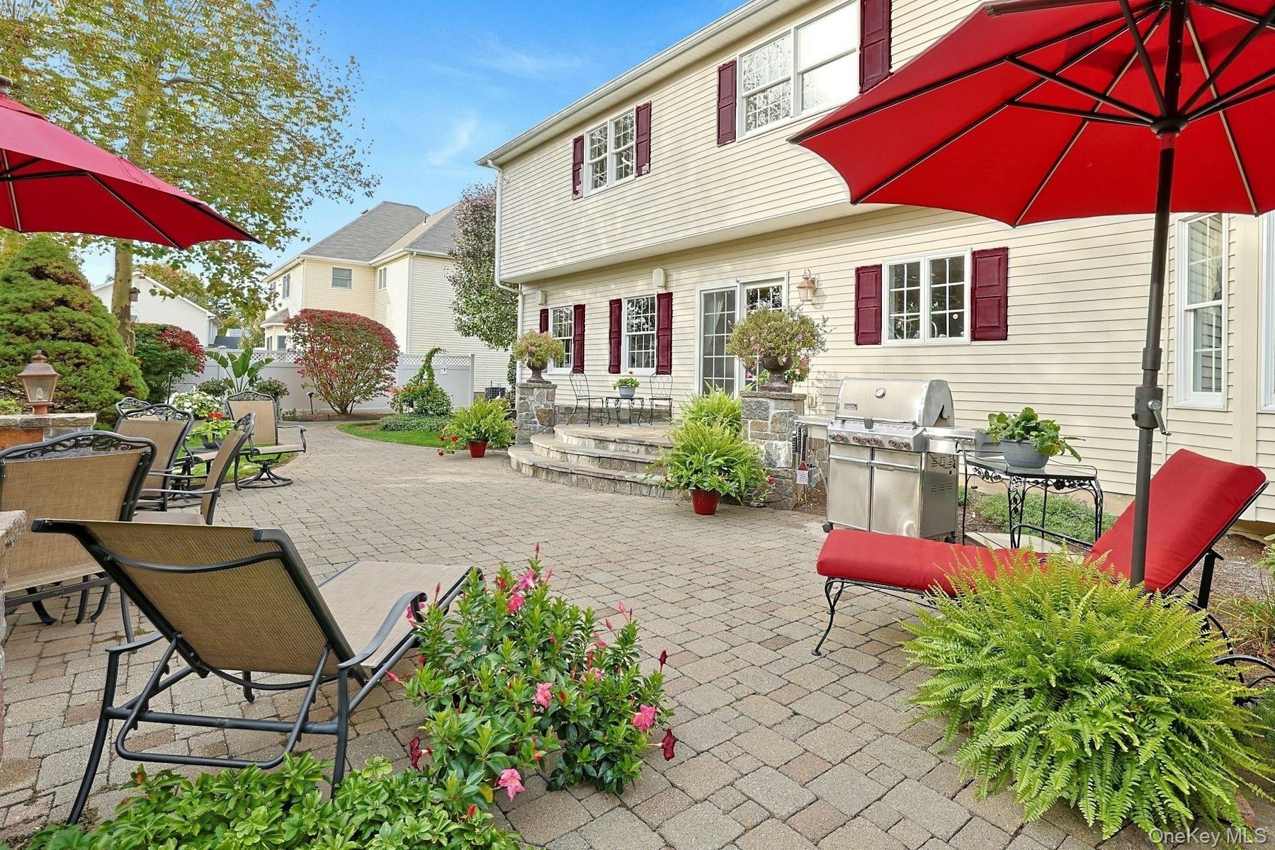 Large Patio W/Granite Stone Sitting Walls for Family Gatherings and BBQ's