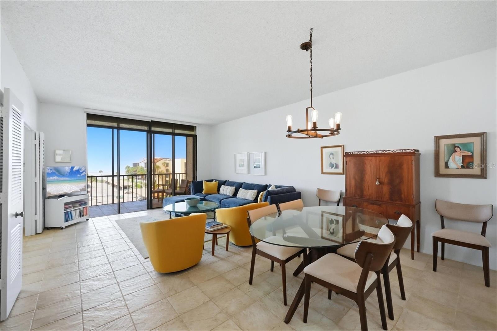 Living room and dining room