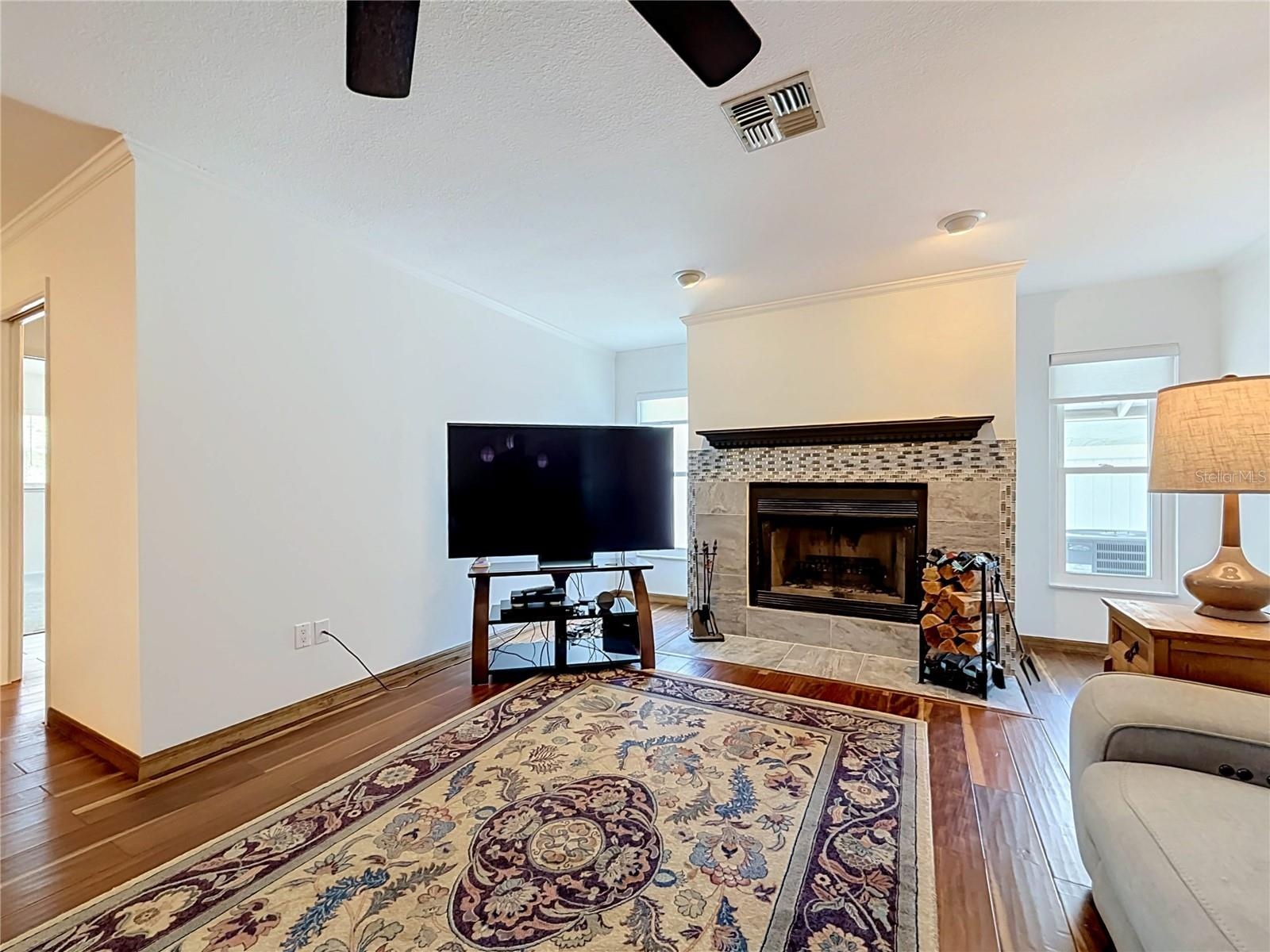 Family Room - Wood Burning Fireplace