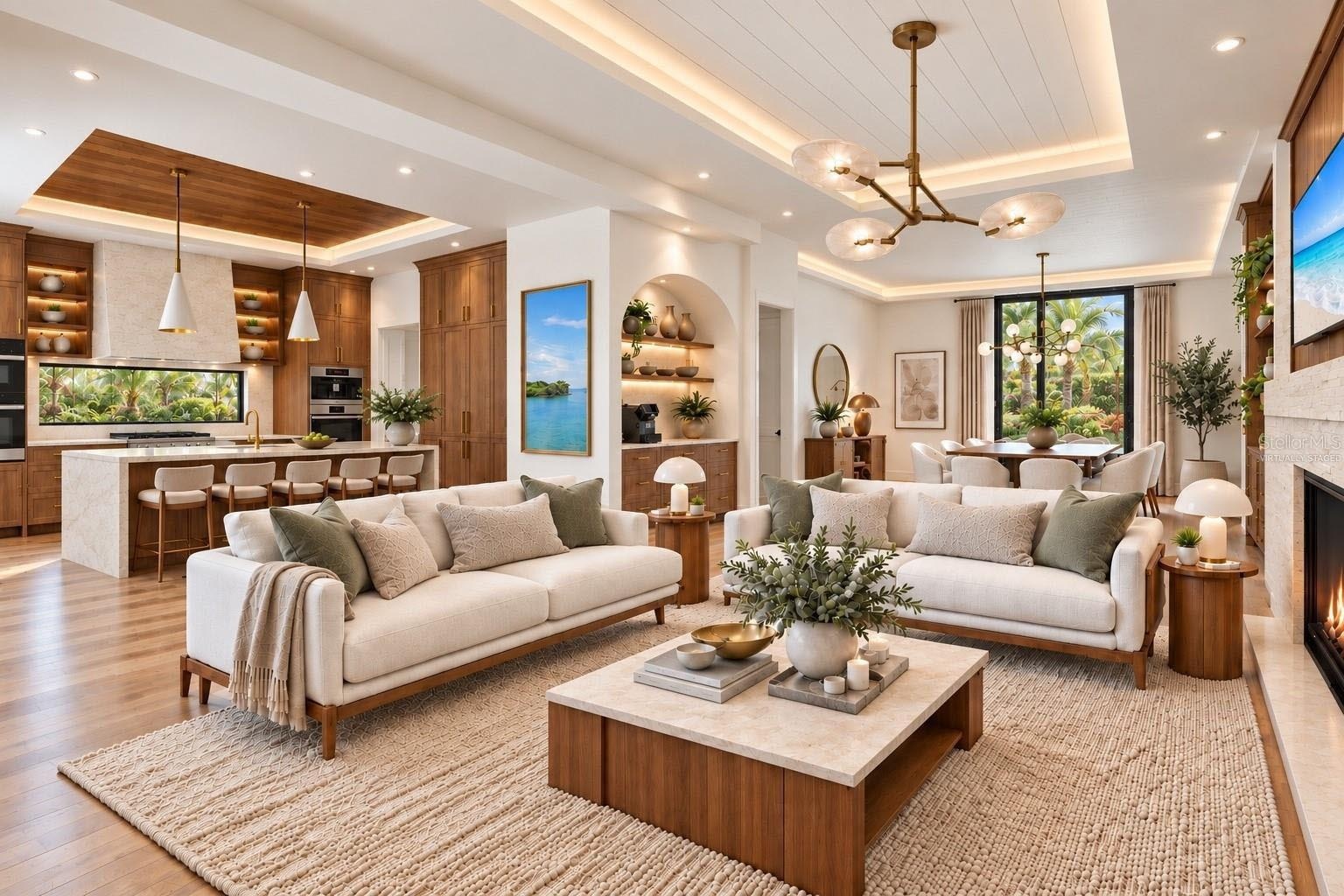 Main living area. Virtually staged.