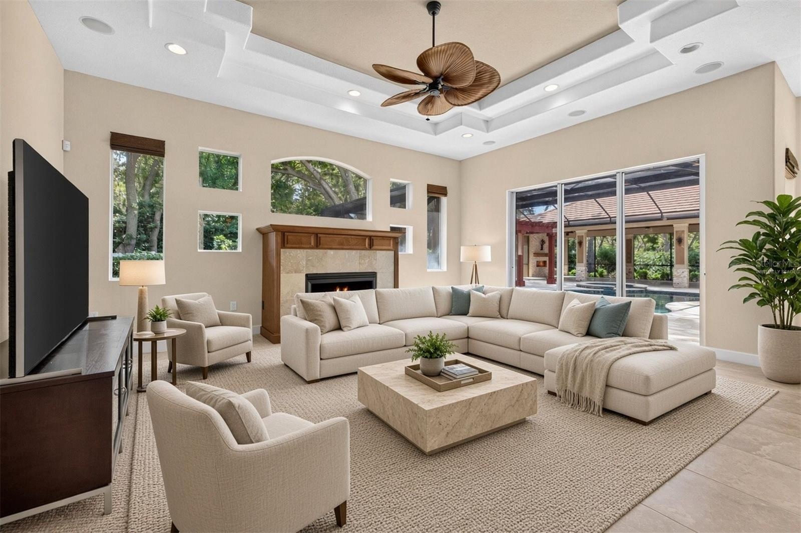 Virtually staged family room option 2