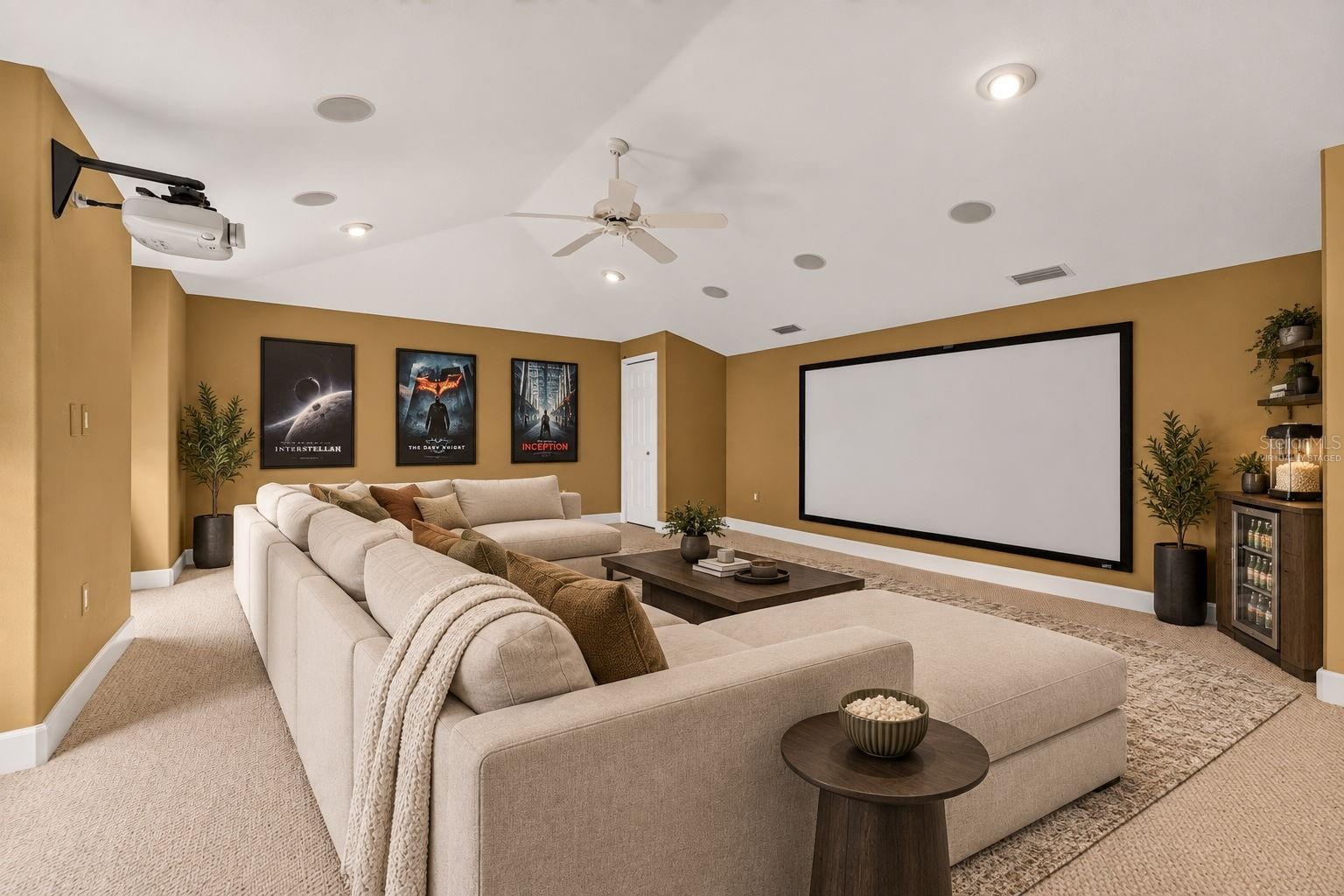 Virtually staged movie room