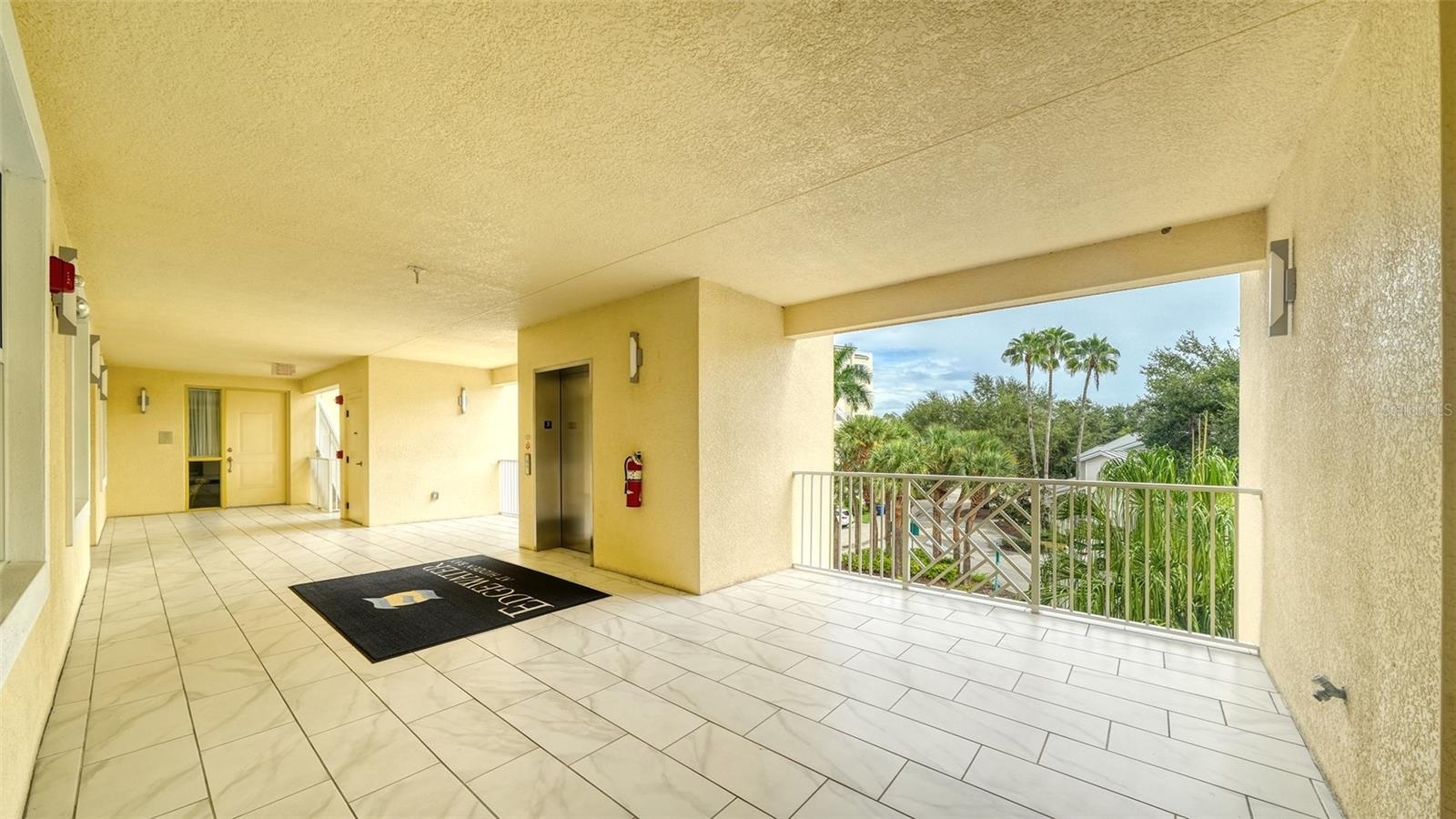 In front of the unit, open, spacious area.
