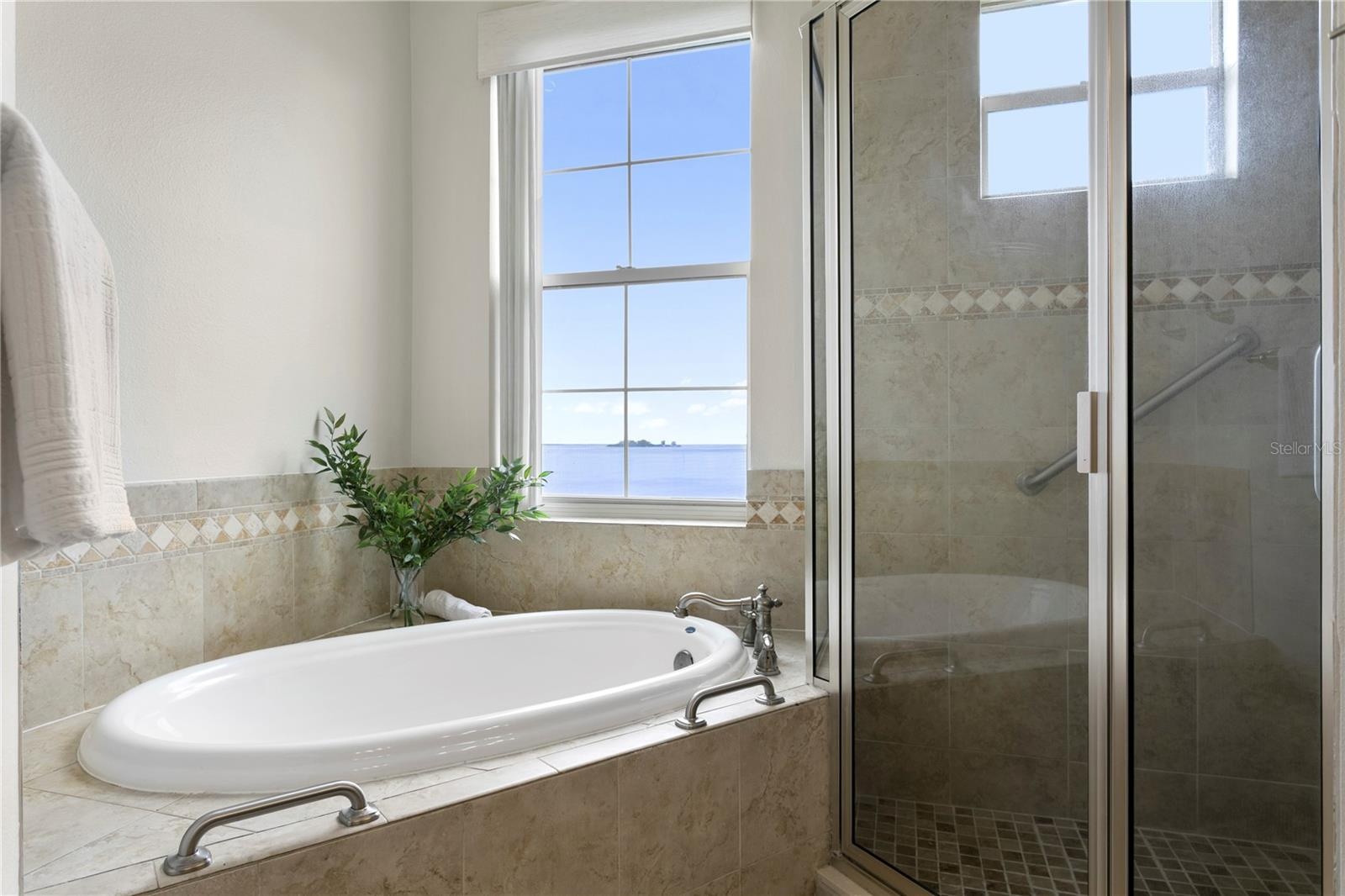 Enjoy water views in a relaxing bath!