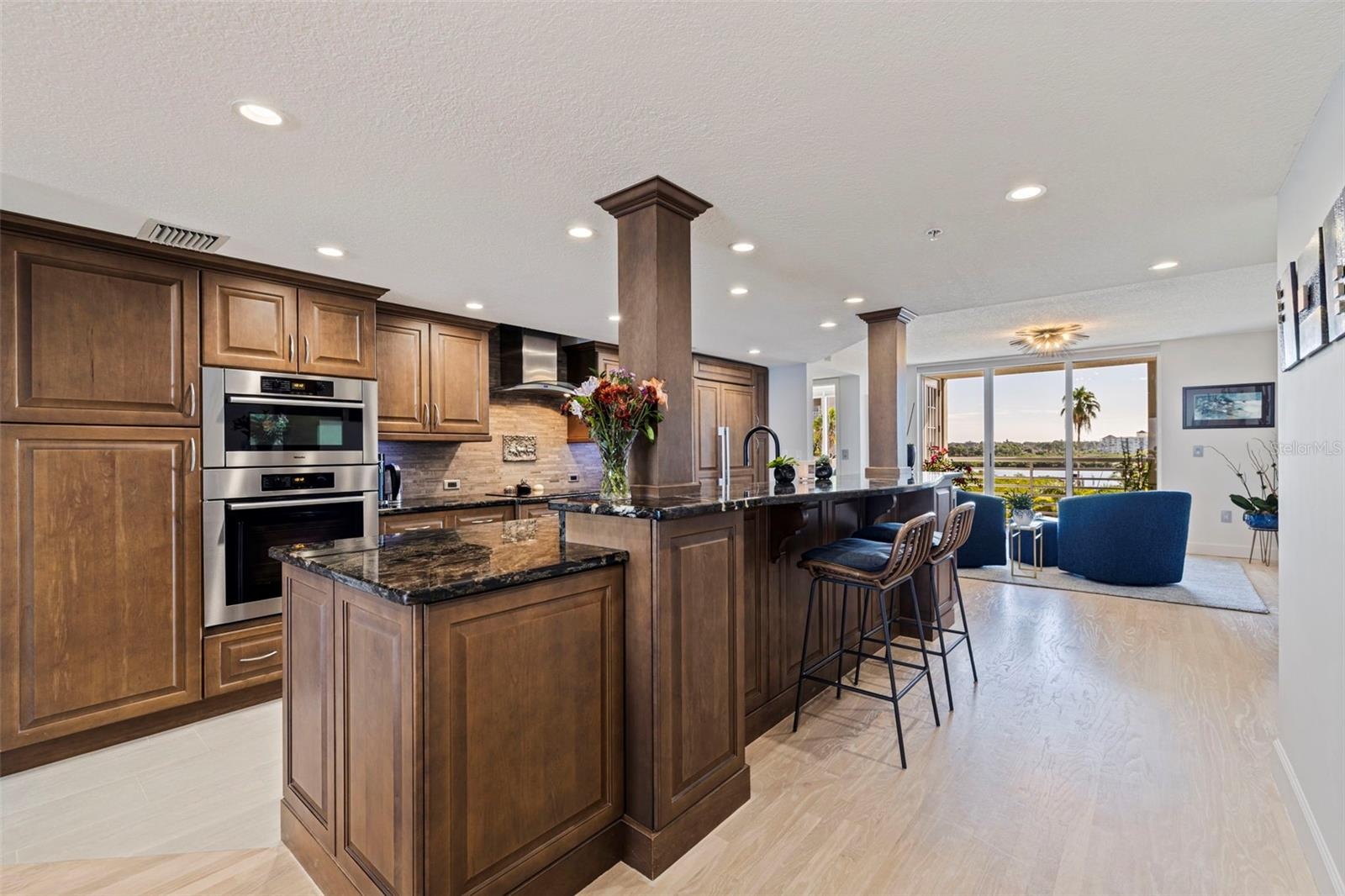 Chef's kitchen, breakfast bar, intercoastal view