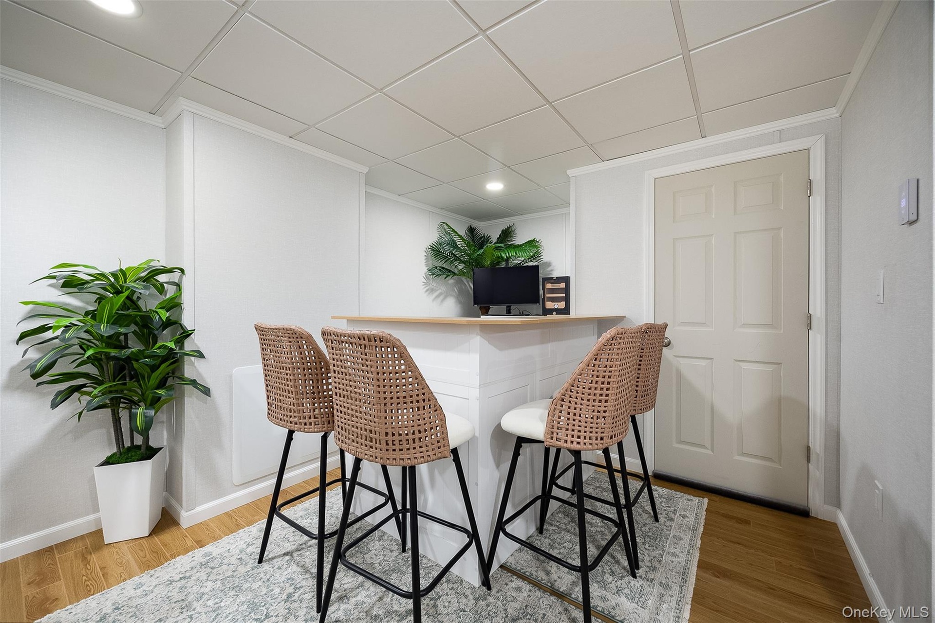 High top seating area in basement