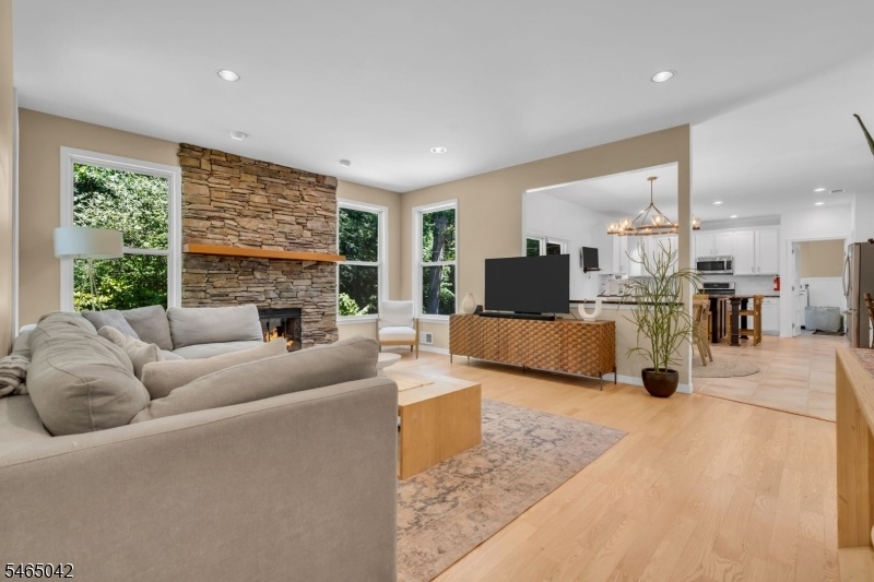 living room into kitchen
