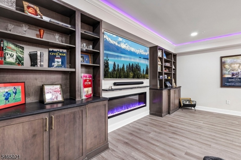 Lower level electric fireplace