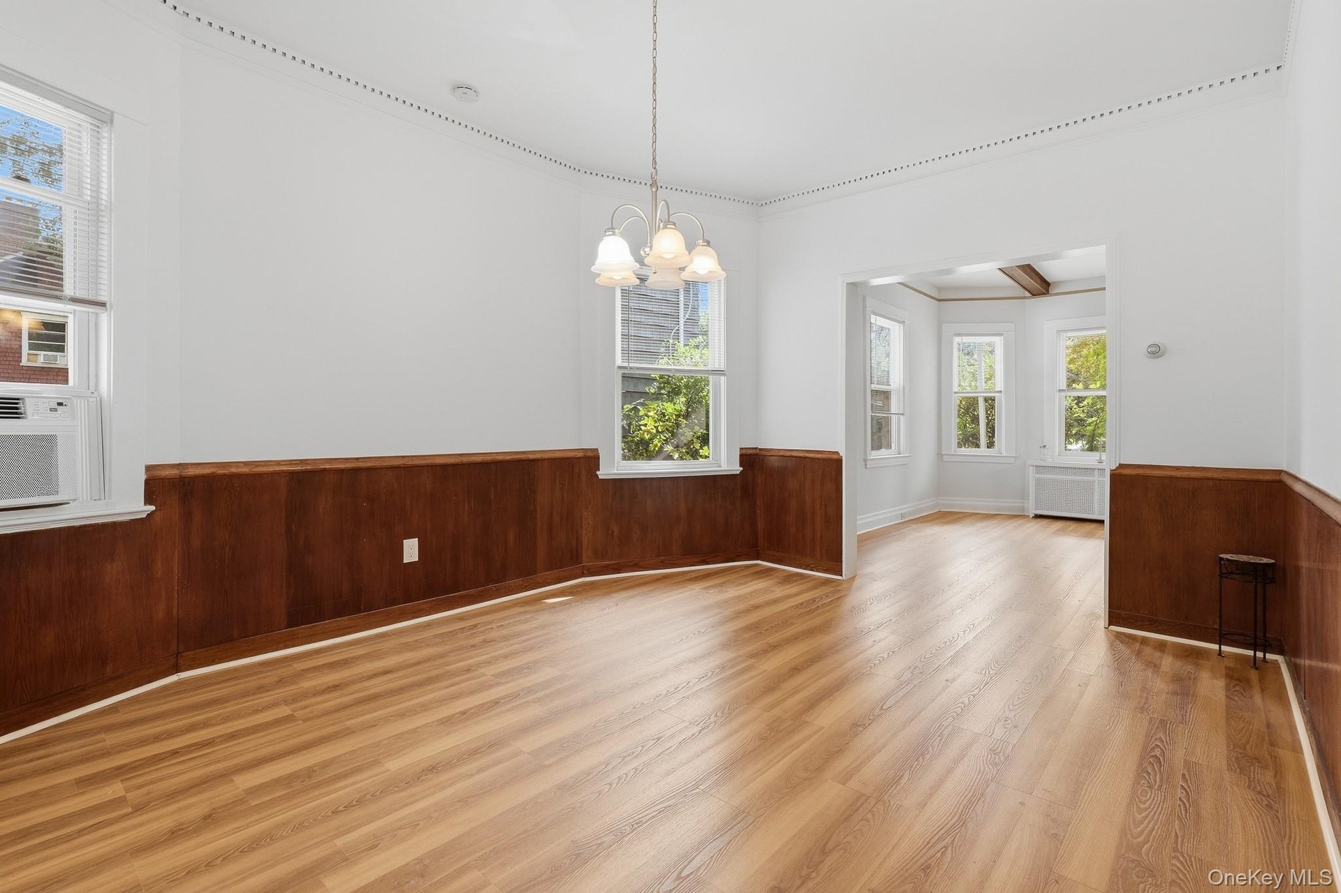 Lovely transition from the Dining Room into the Living Room