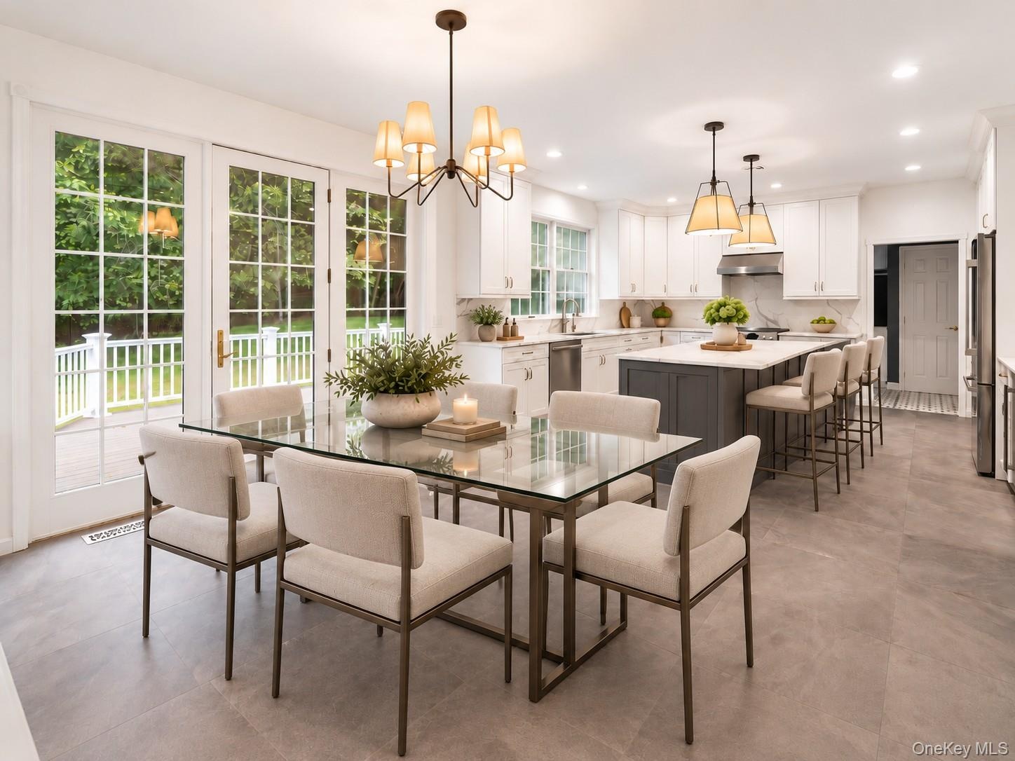 Digitally Staged Dining Area and Kitchen