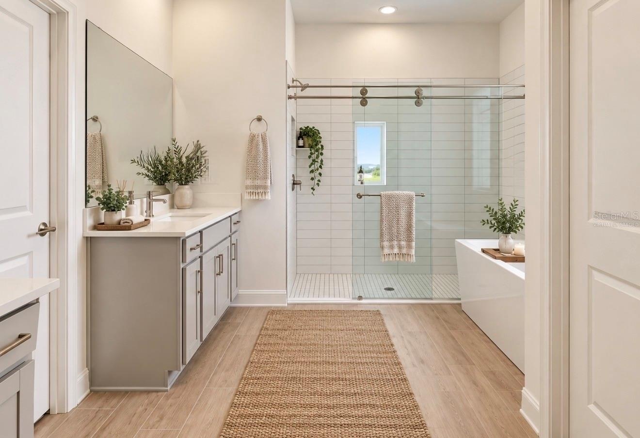 Virtually Staged Primary Bathroom