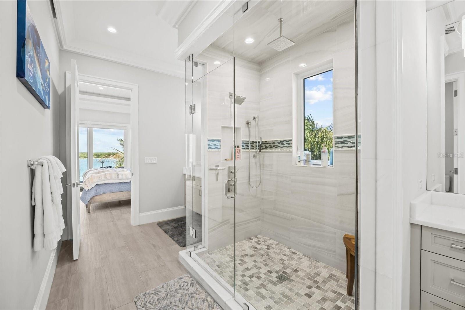 Primary bathroom with dual sinks