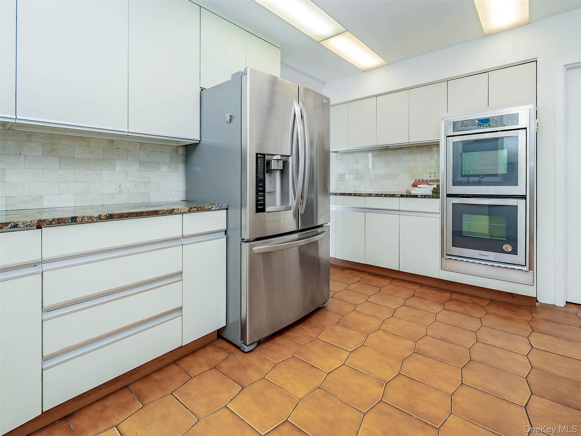 Stainless steel appliances.  Double wall oven.