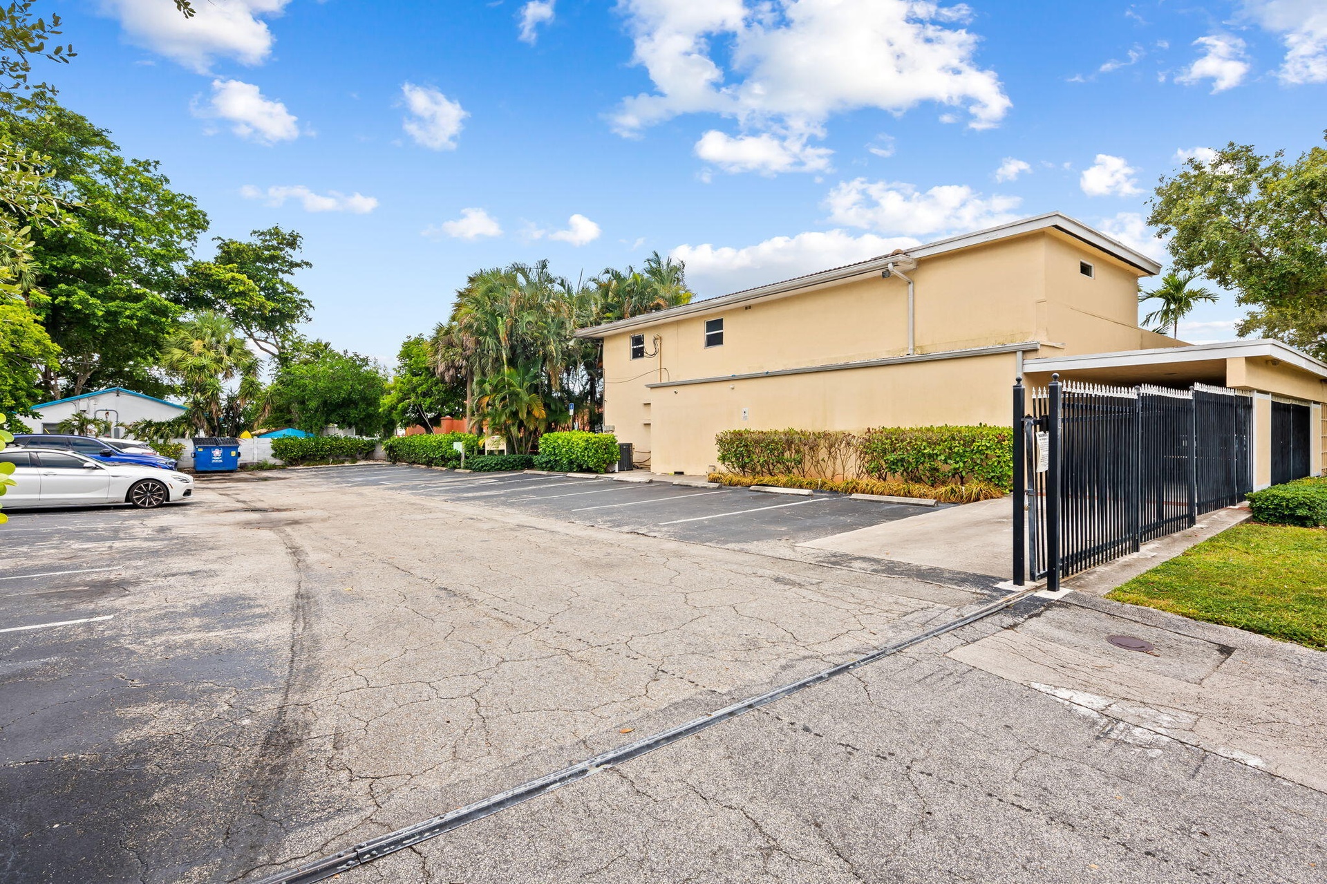 Gated lot attached to the office building