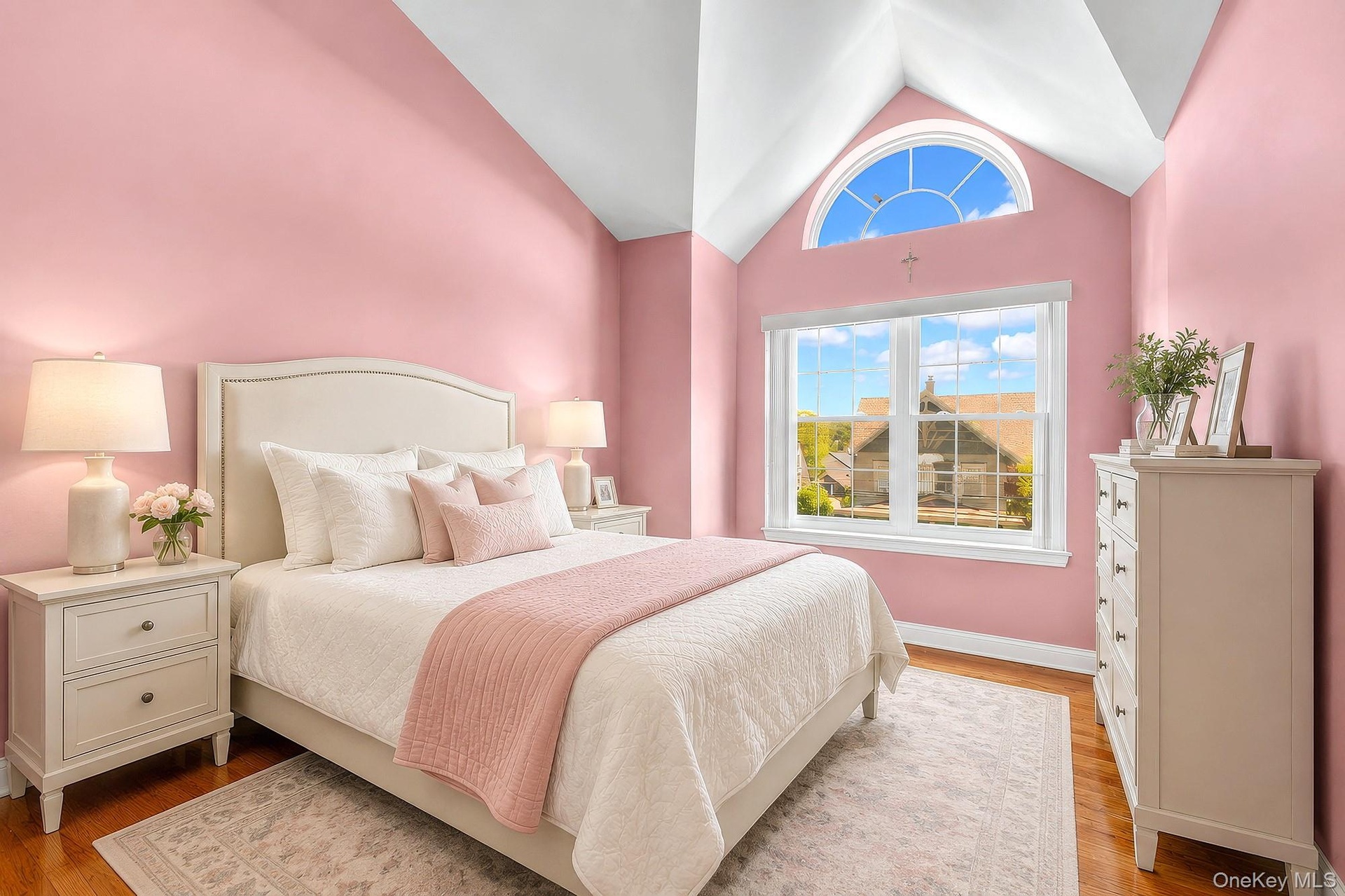 Third bedroom with high ceilings and hardwood floors