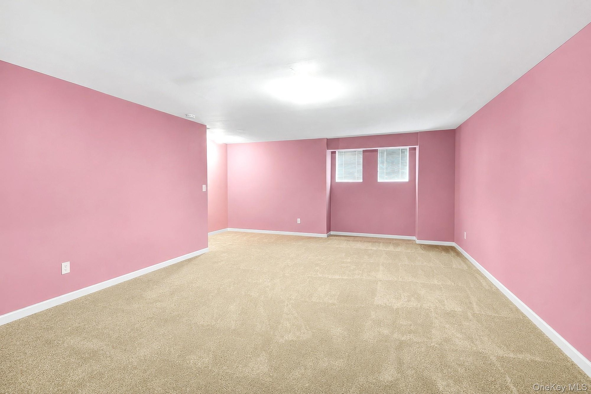 Finished basement with carpeting