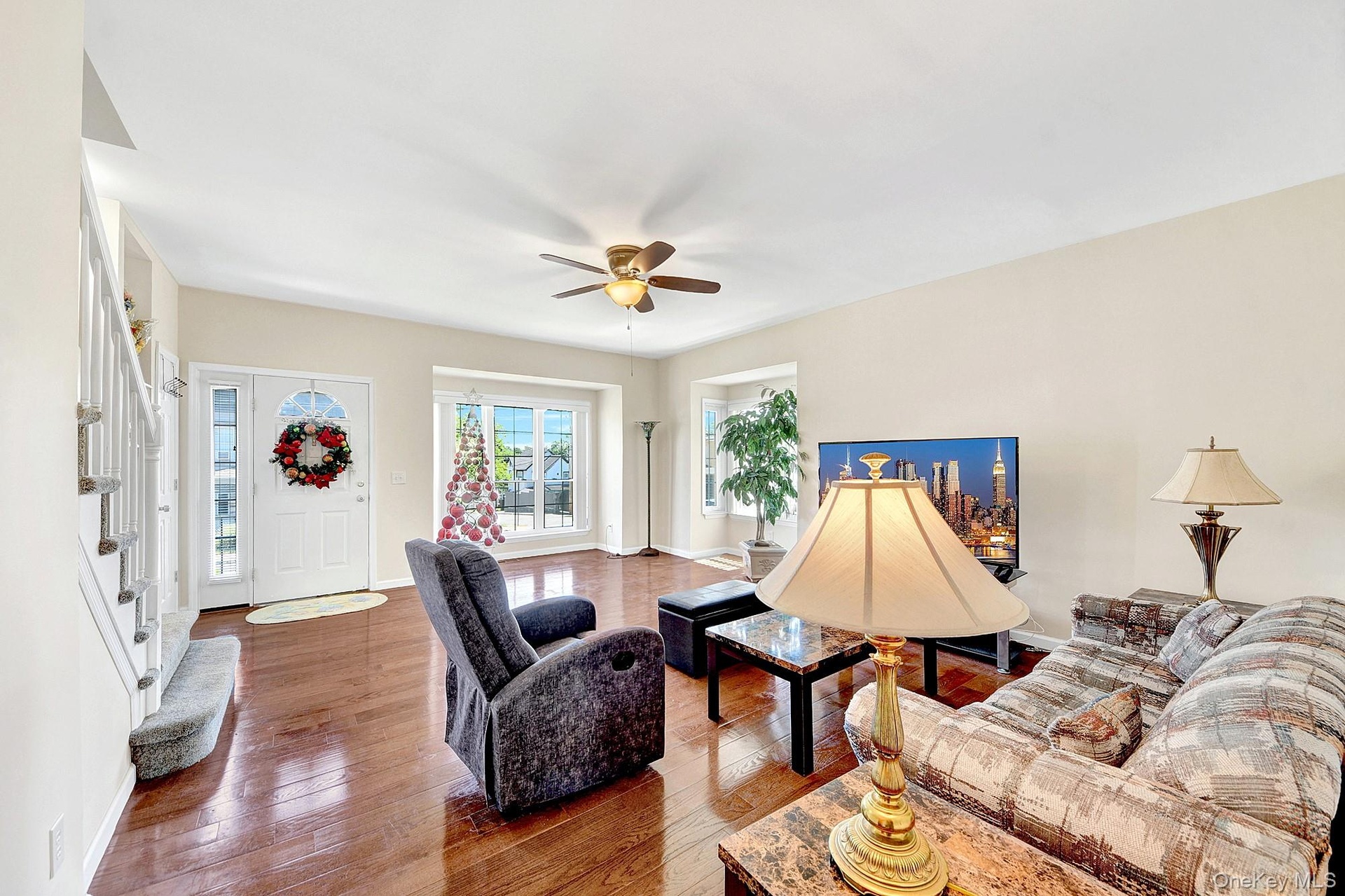 Large living room with hardwood floors