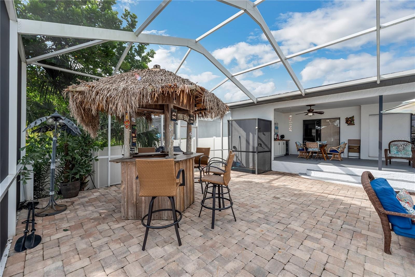Next to the Tiki bar is the first of two outside showers.