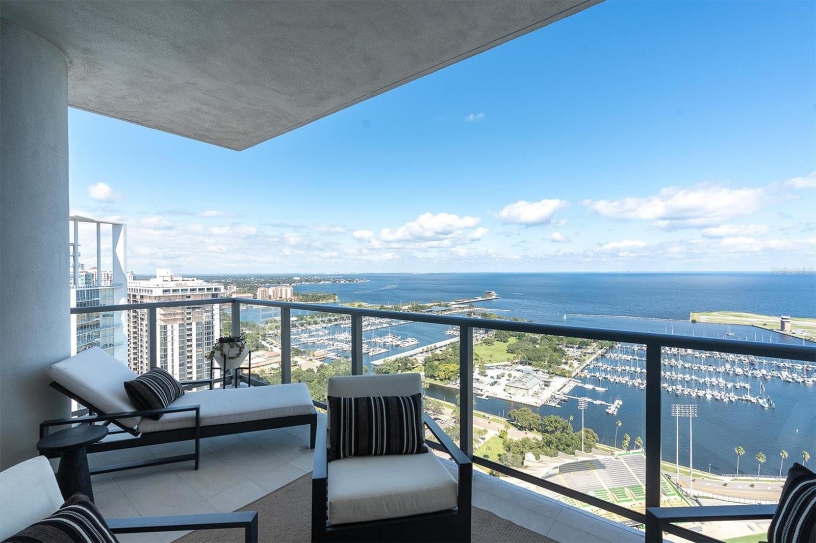 Sprawling terrace with panoramic city vistas.
