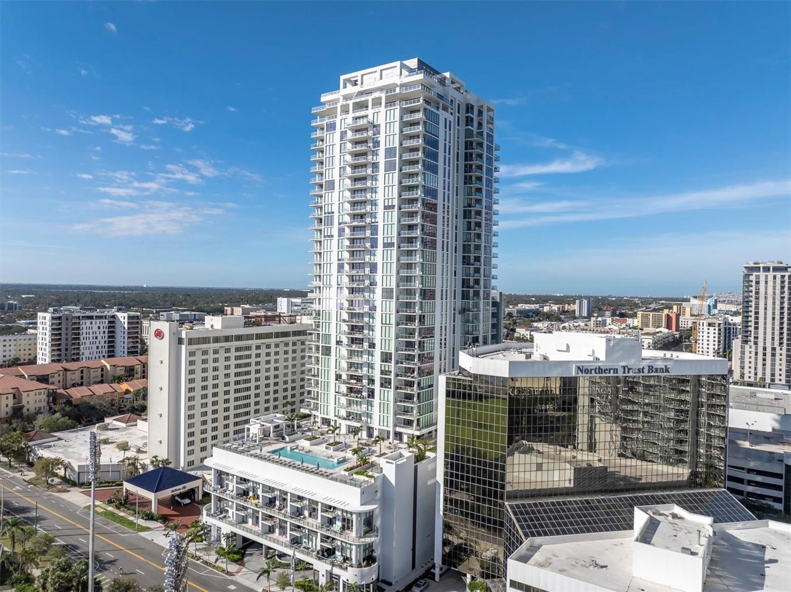 Iconic luxury tower skyline in St. Petersburg.