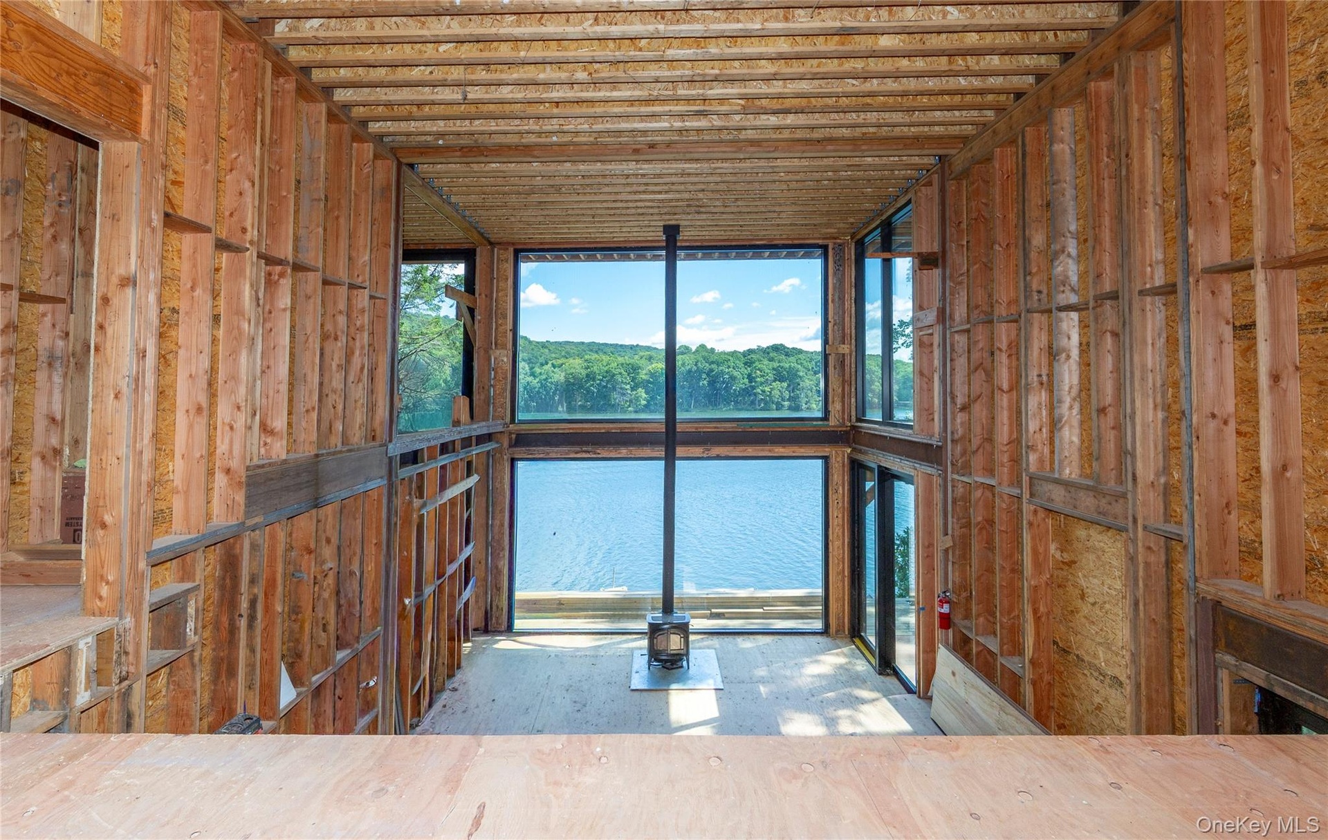 View from the loft to the great room below.