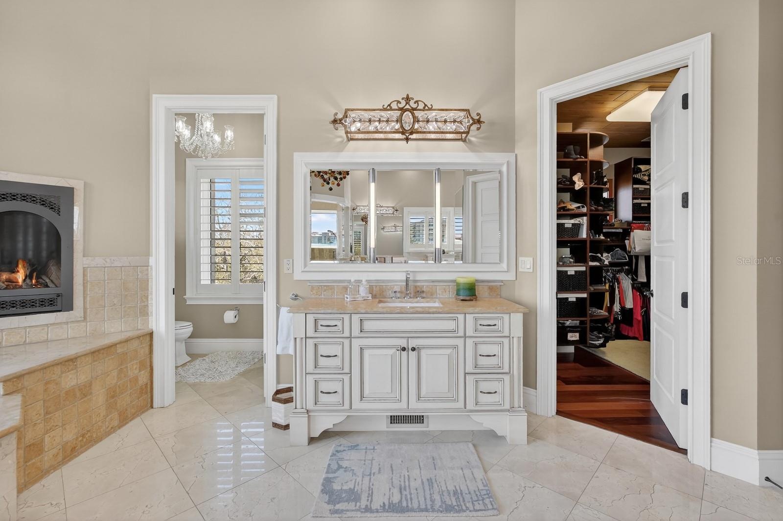Primary Bathroom with Fireplace
