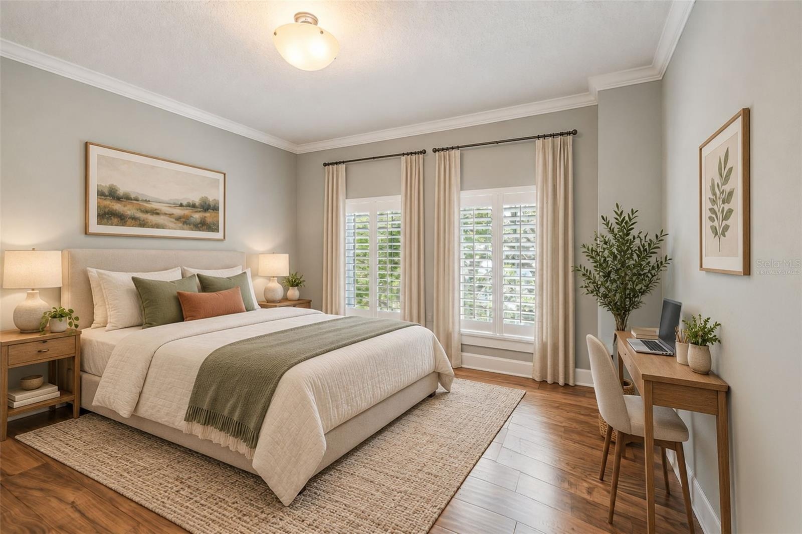 Virtually staged guest room.