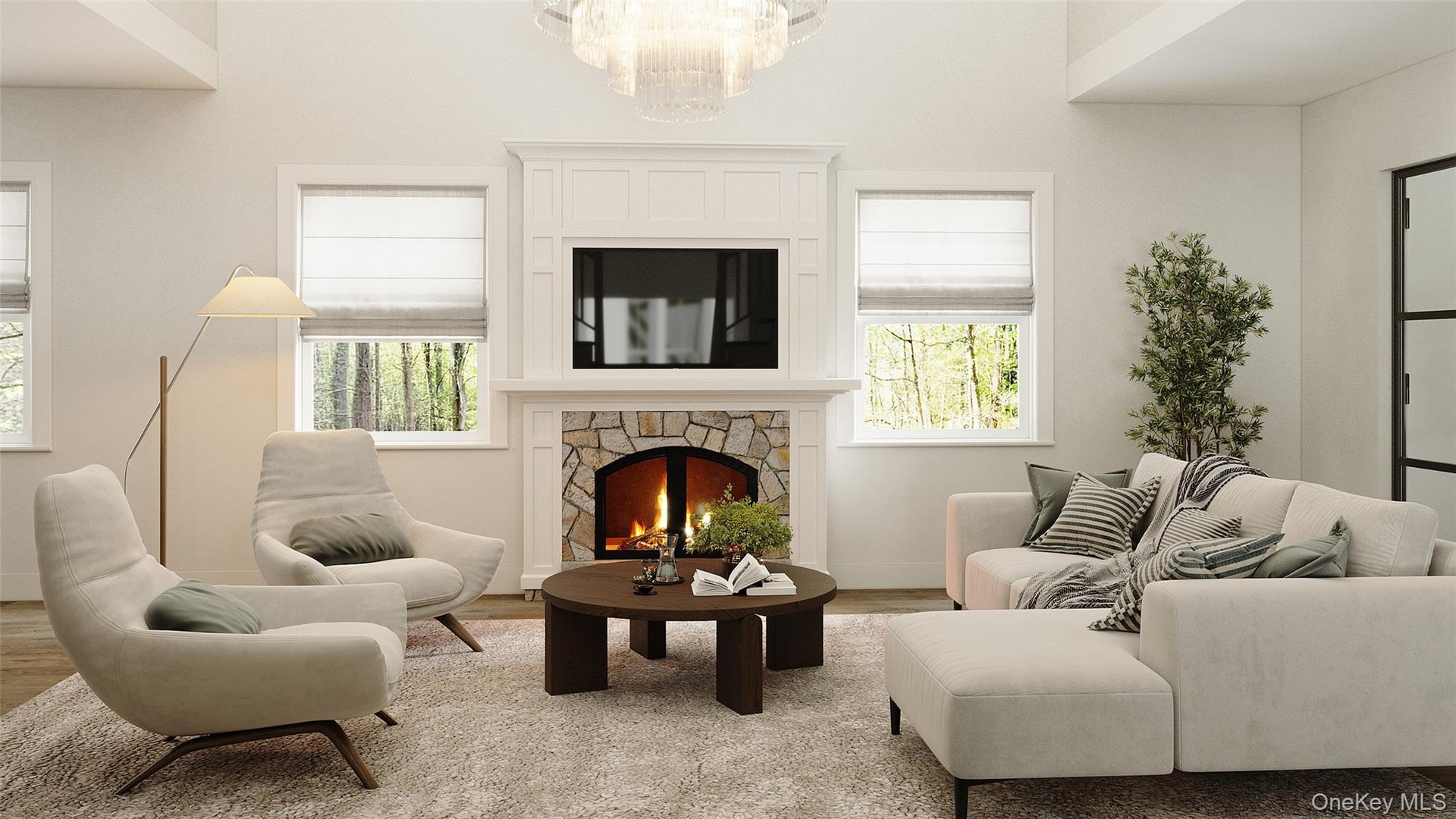 Virtually staged family room