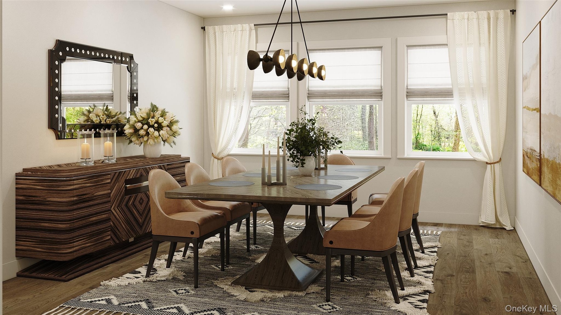 Virtually staged dining room