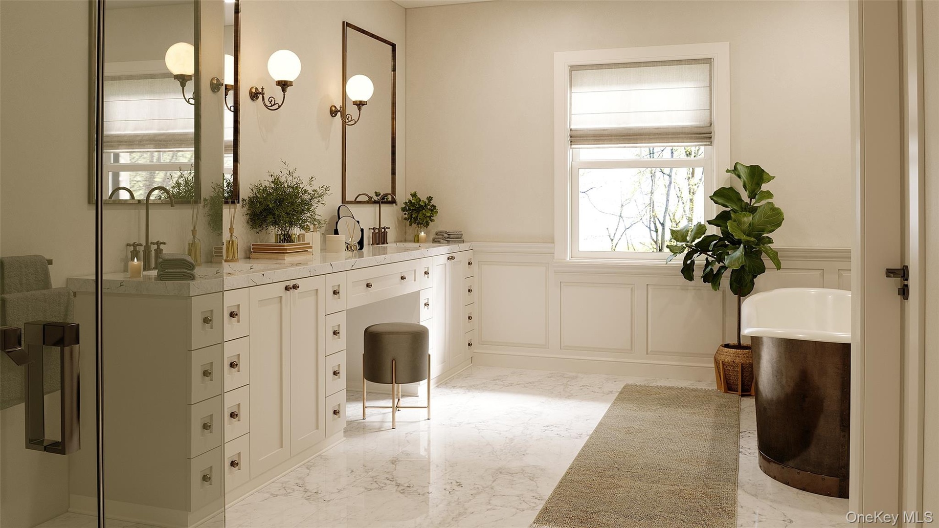 Virtually staged primary bathroom