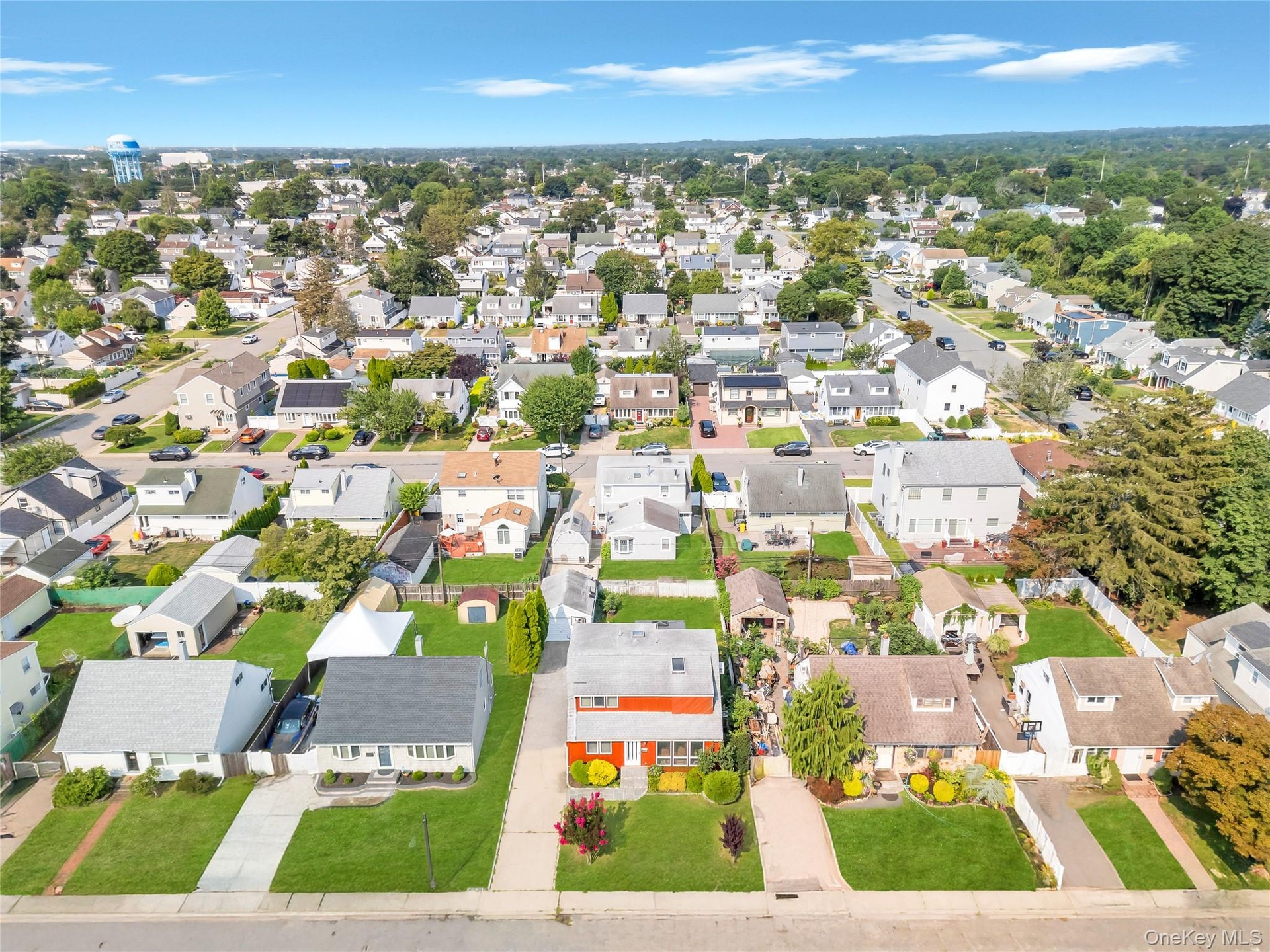 Aerial perspective of suburban area