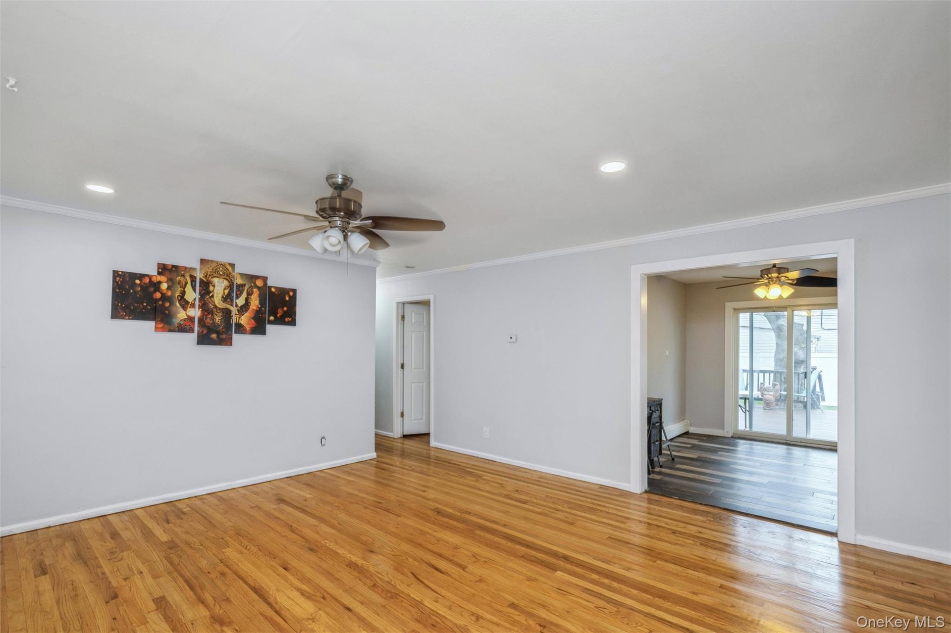 First floor living room with hardwood floors.
