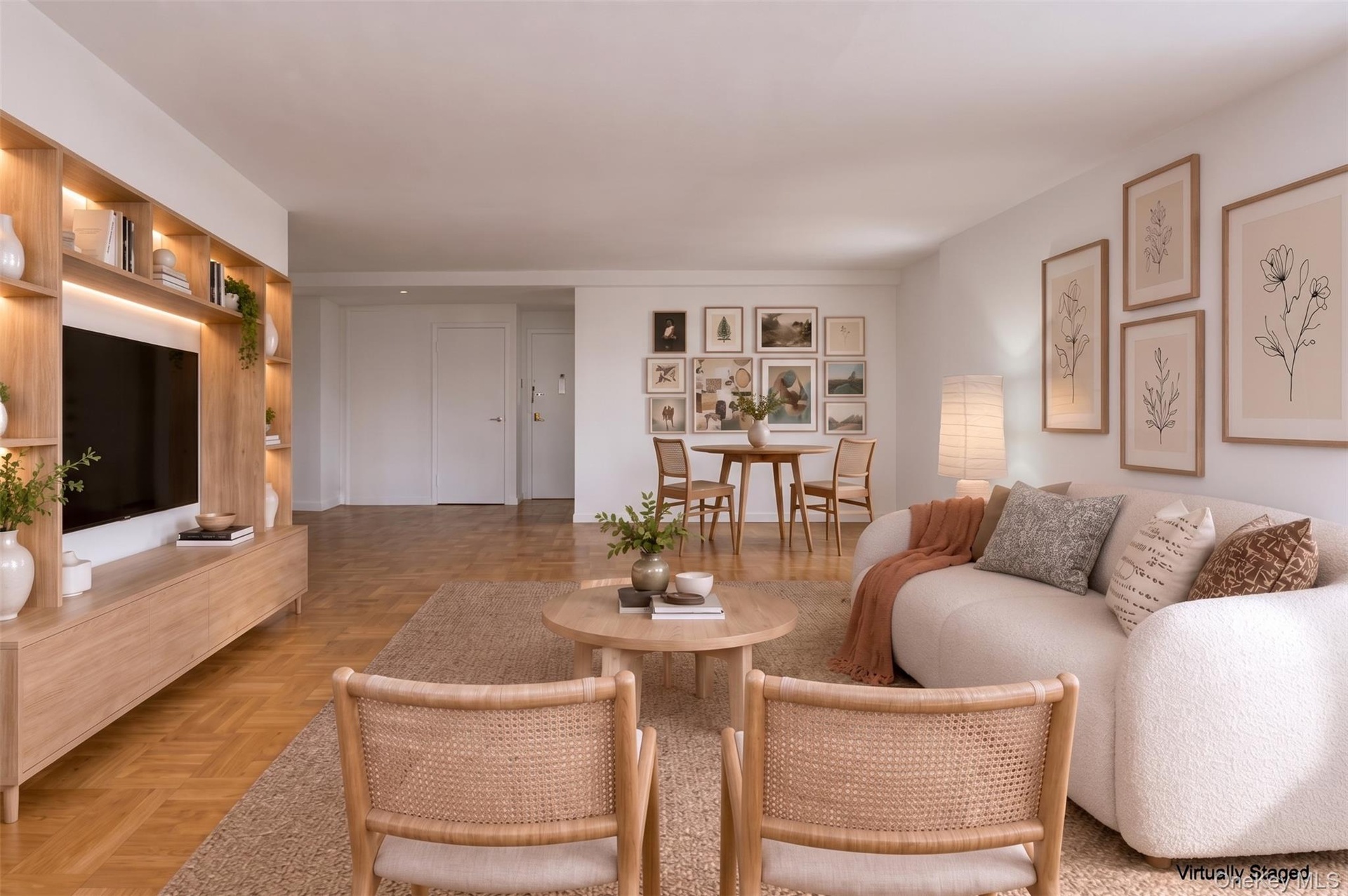 Livingroom staged with living and dinning space