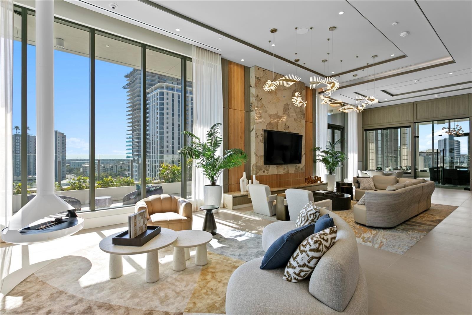 Gas Fireplace and Club Room Television Area