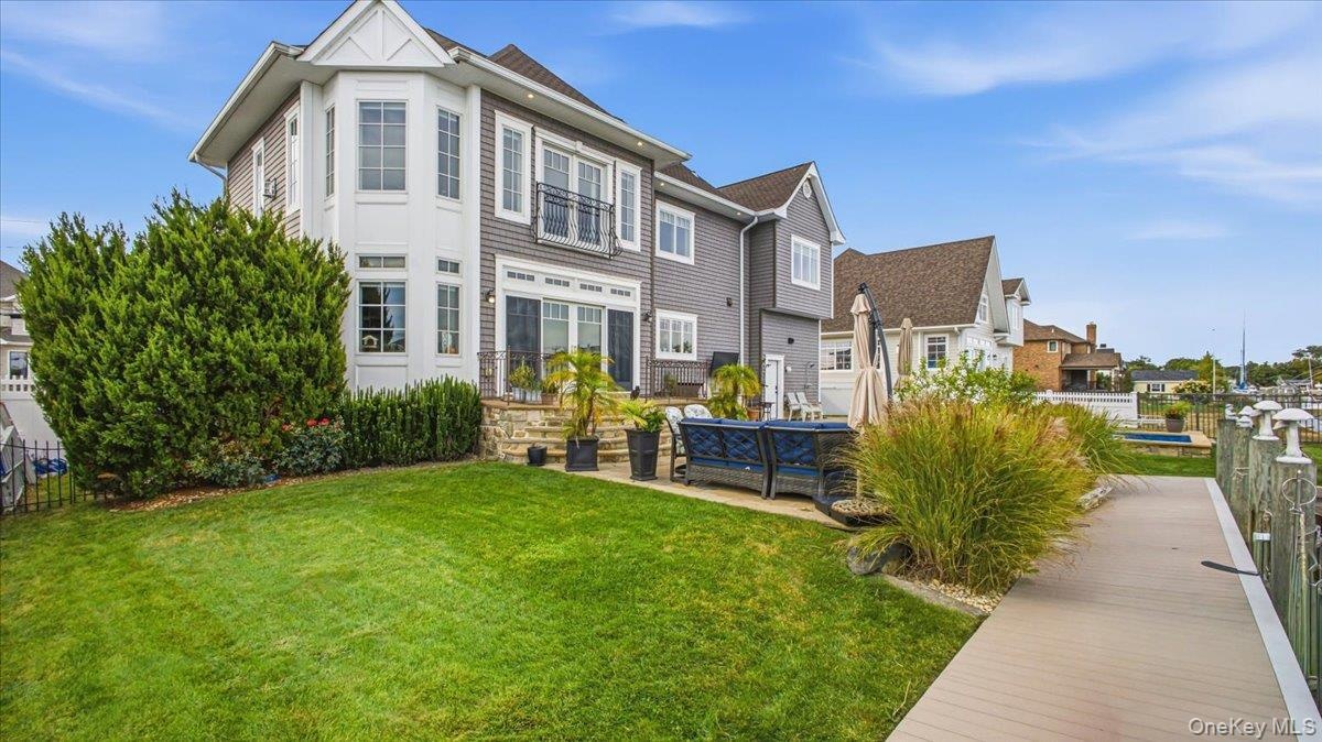 Private yard with dock