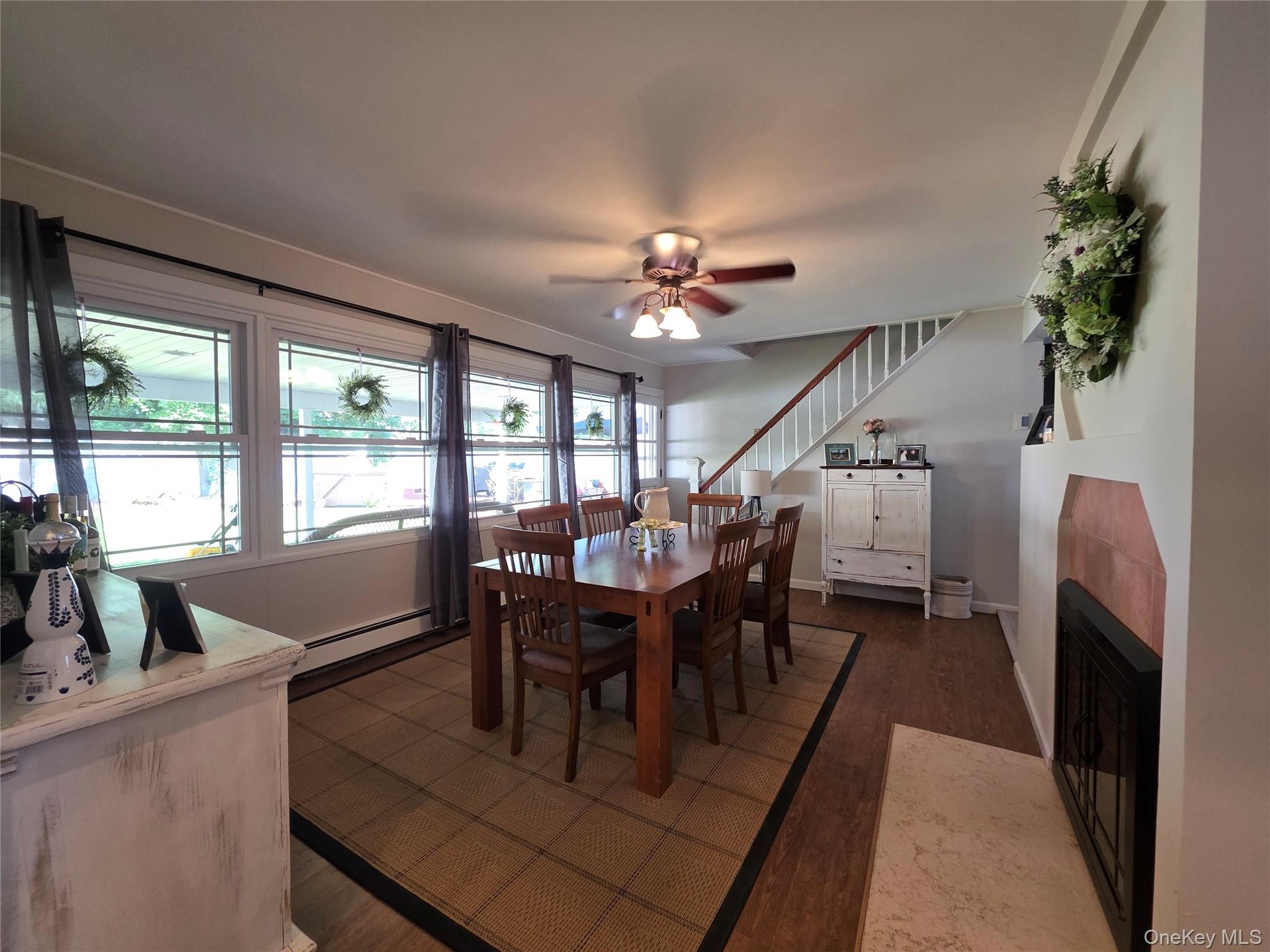 Dining Room with Wall of Windows overlooking the backyard.