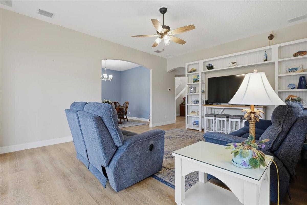 Built in entertainment center will remain