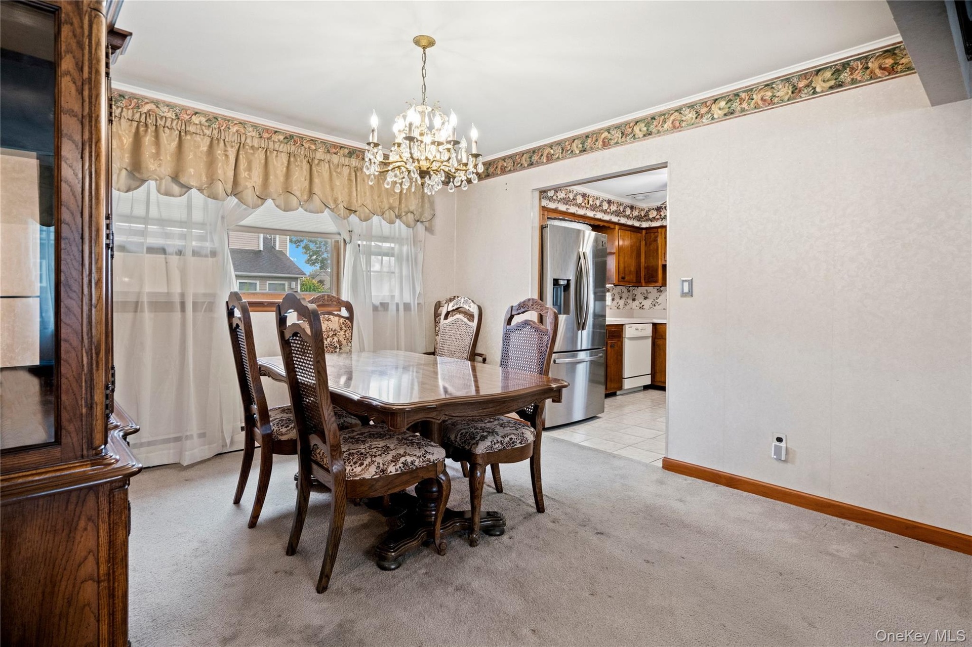 The dining room is close to both the kitchen and living room, making it very convenient when hosting guests.