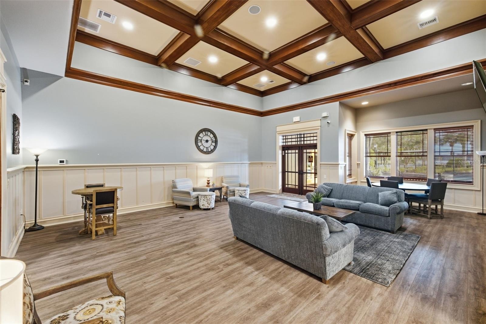 Community clubhouse space for resident enjoyment complete with a full kitchen