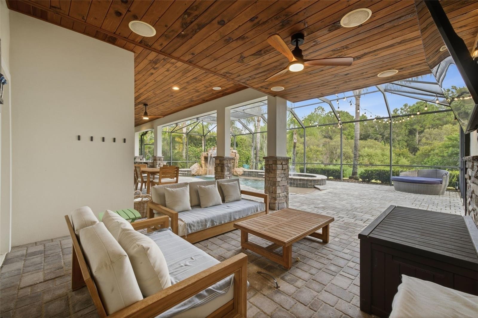 Enclosed within the screened area to keep the fun in & the bugs out!