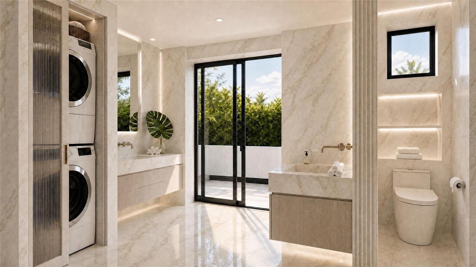 Primary bath, virtually staged