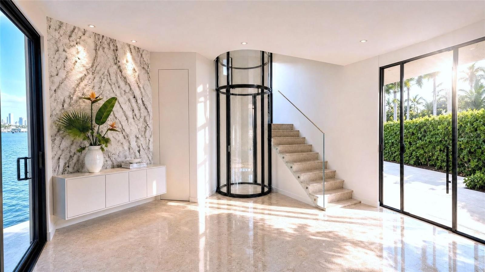 Foyer, virtually staged