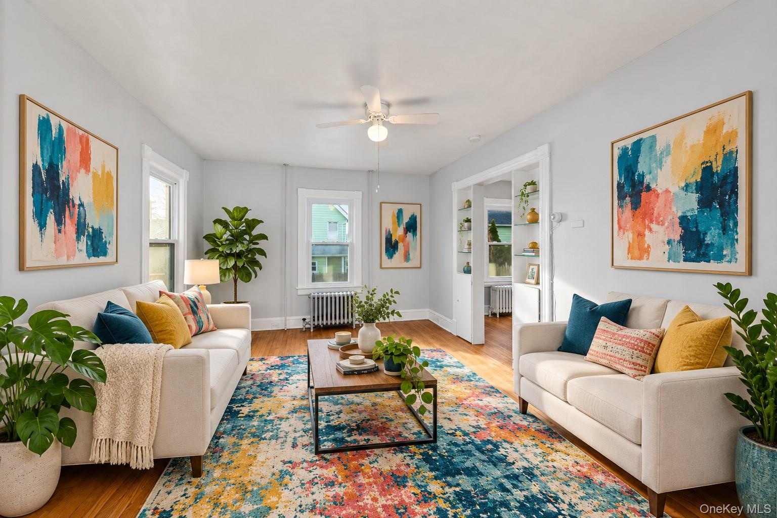 Living room, enhanced with virtual staging.