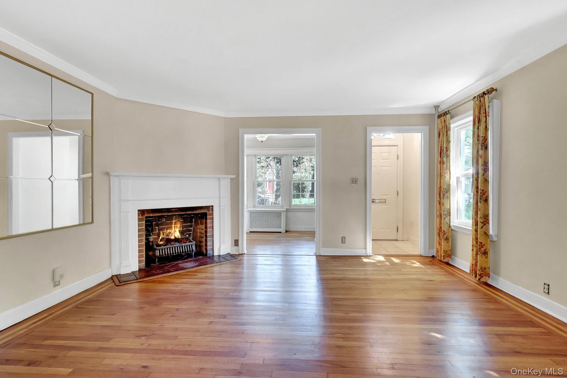 Non Staged Living room full on view.