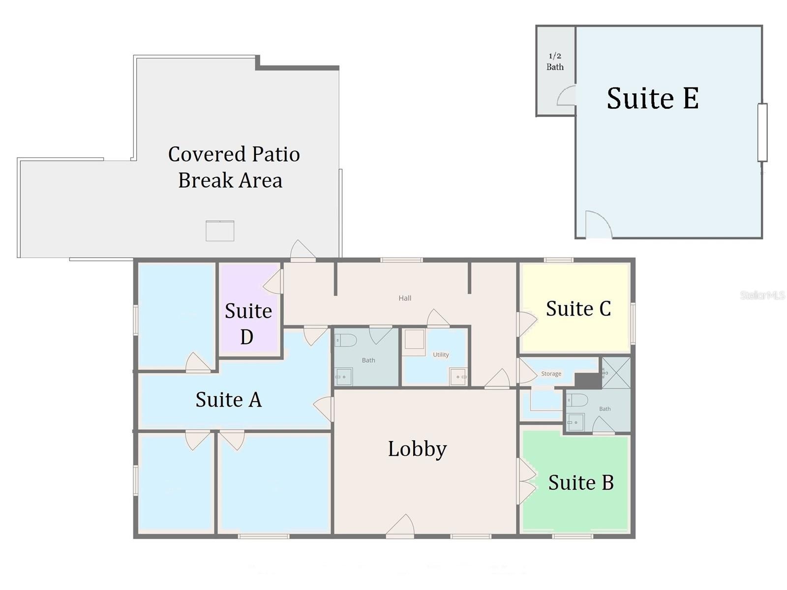 Lease Suites B, C, D, and E individually or in any combination that suits your business' needs