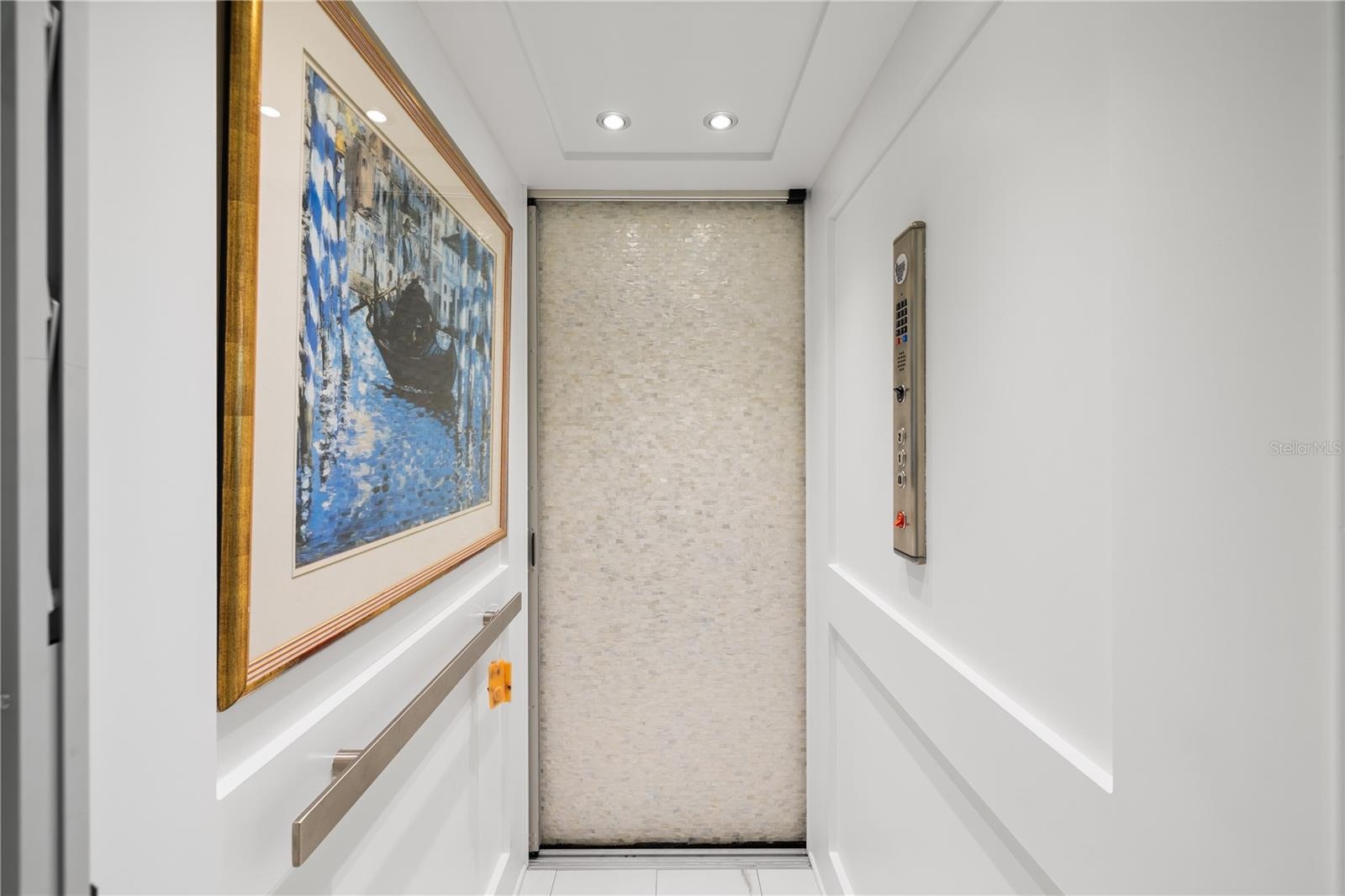 Interior of Elevator with Mother of Pearl walls