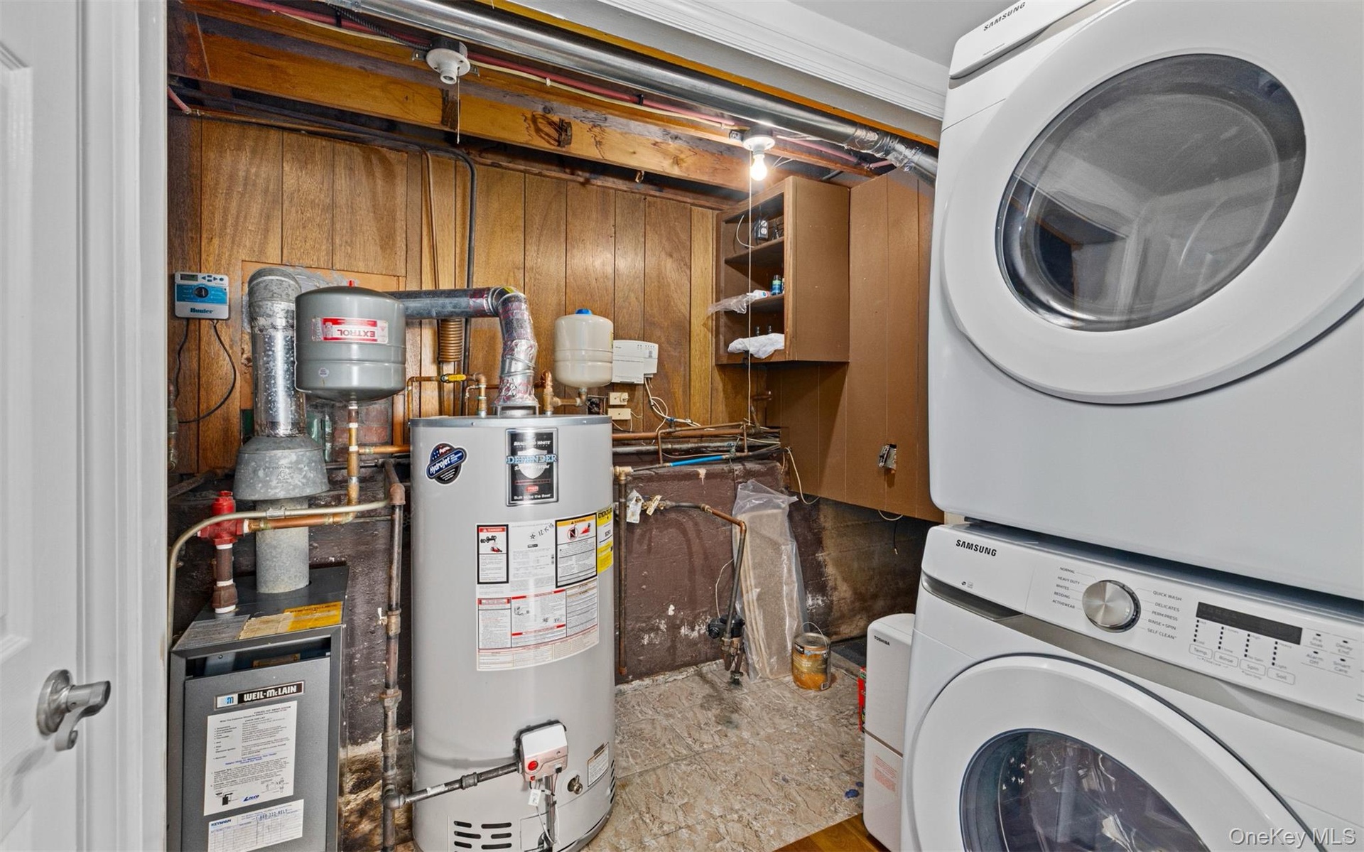 New stackable front loading washer and dryer, gas boiler, gas hot water heater