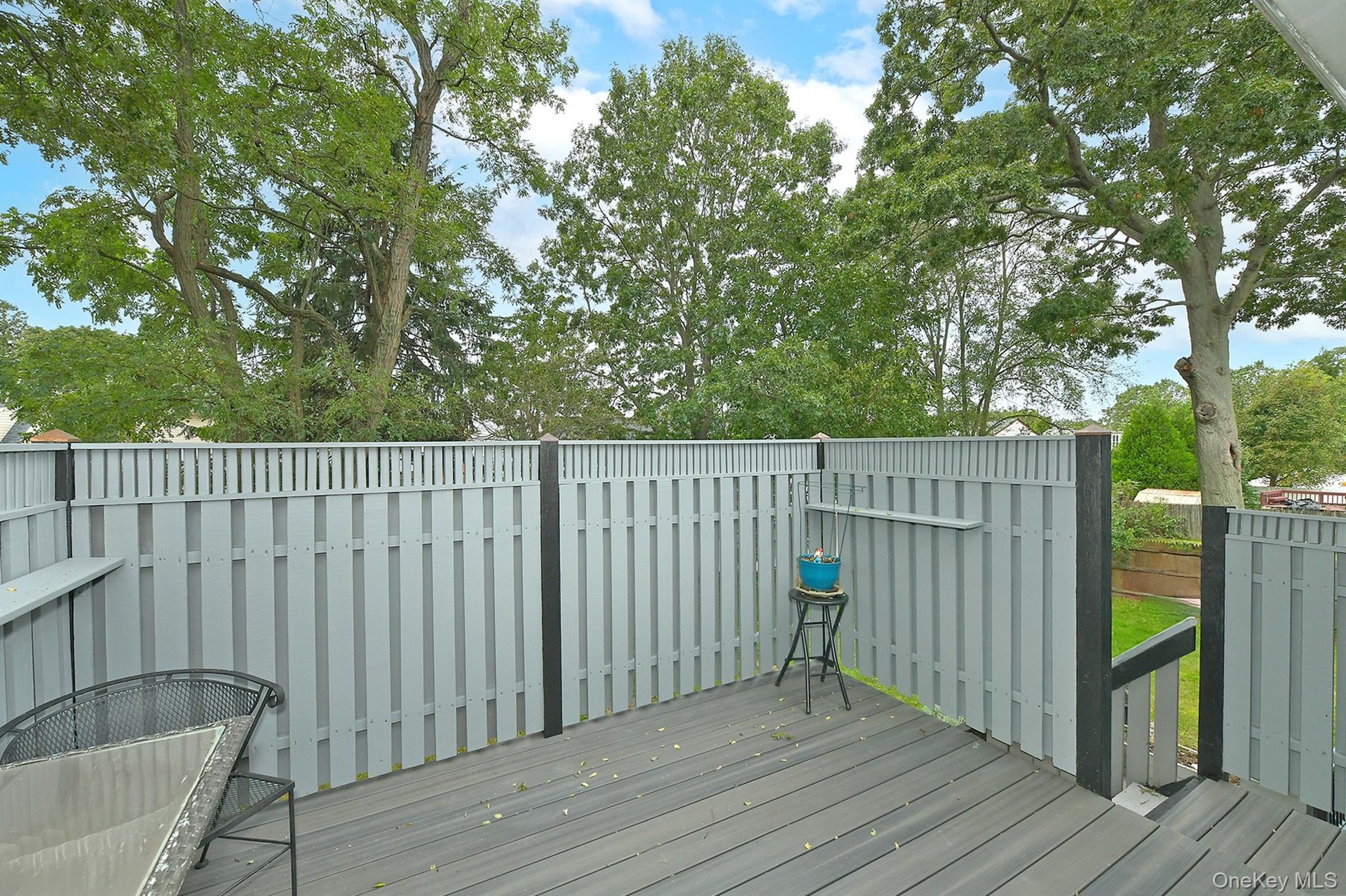 Upper Private Trex Deck - Rails & Stairs to Yard. with Entry to Dining Rm through Sliding Glass Doors