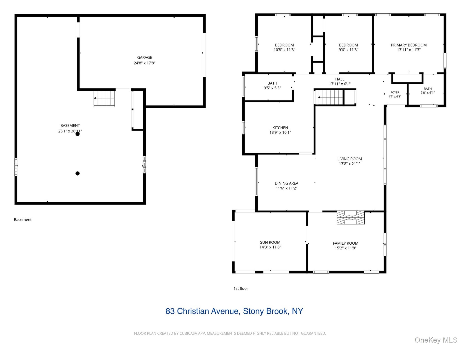 Floor plan of first floor and basement